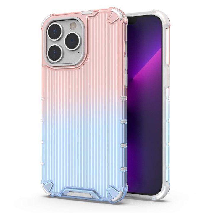 Ombre Protect dėklas iPhone 14 Pro Max šarvuotas dėklas rožinės ir mėlynos spalvų