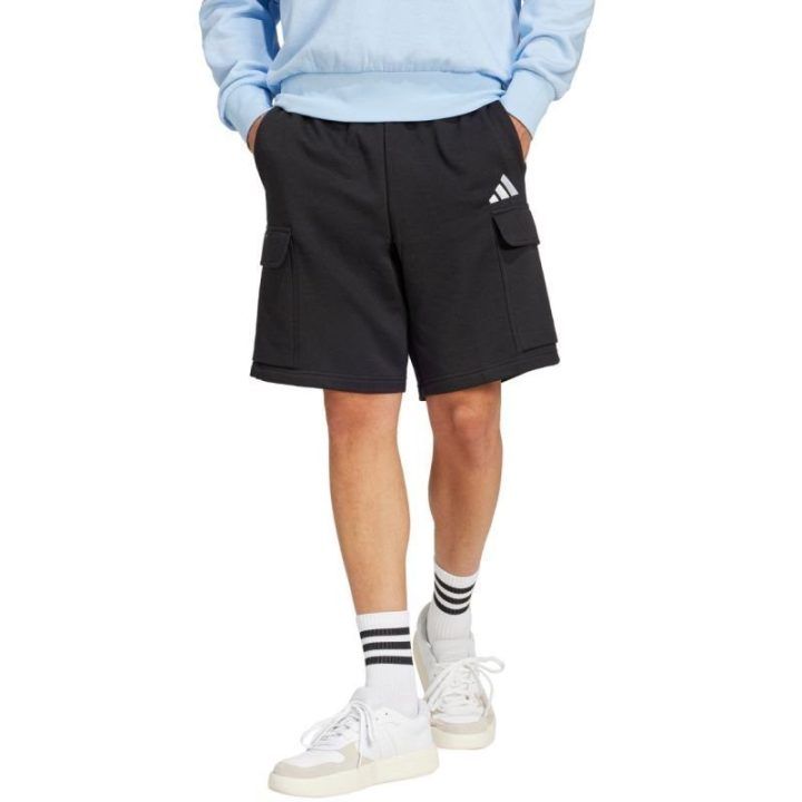 Vyriški medvilniniai kargo šortai adidas Essentials Feelcozy, juodi