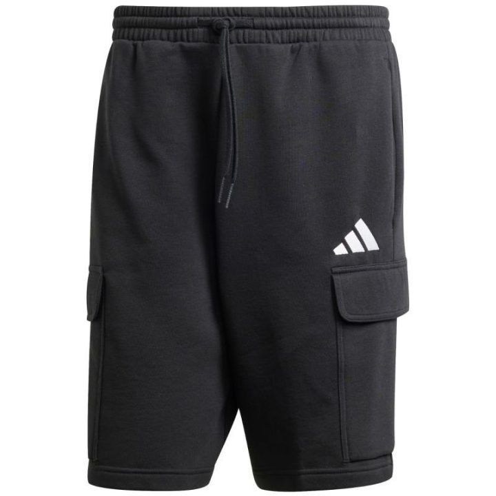 Vyriški medvilniniai kargo šortai adidas Essentials Feelcozy, juodi