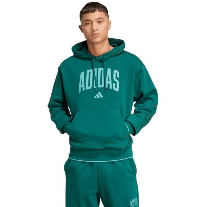 Vyriškas medvilninis džemperis su gobtuvu adidas Collegiate, žalias