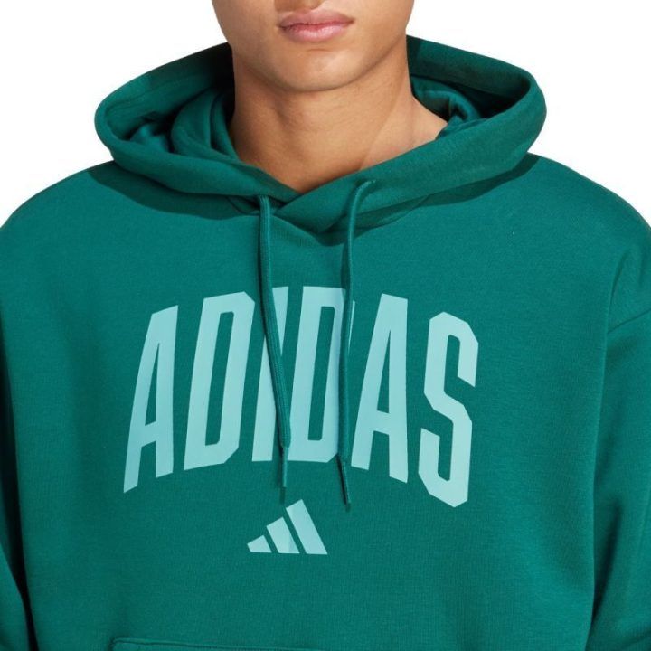 Vyriškas medvilninis džemperis su gobtuvu adidas Collegiate, žalias