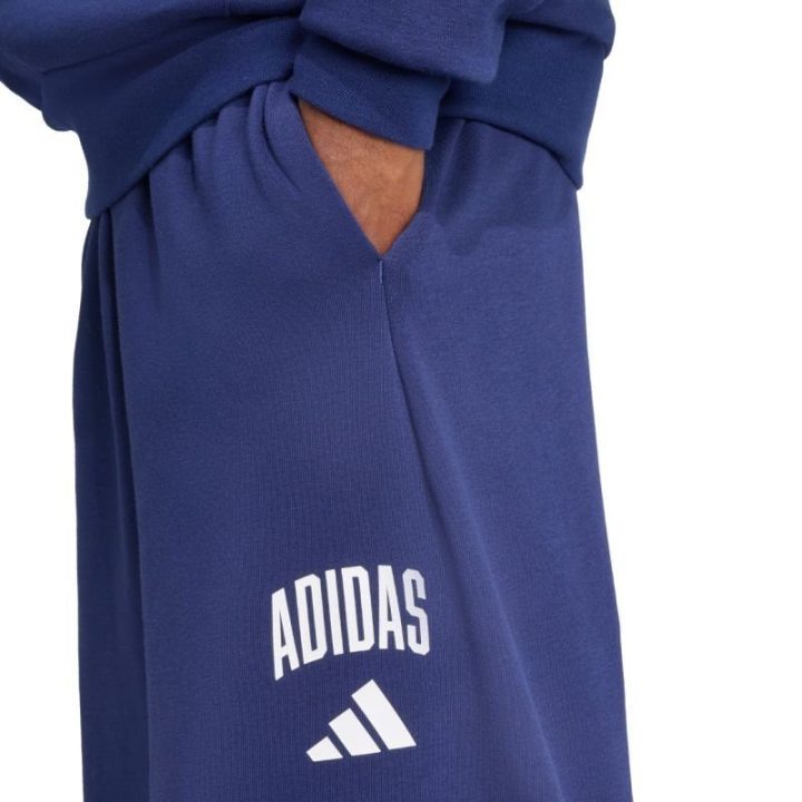 Vyriškos medvilninės kelnės adidas Collegiate, tamsiai mėlynos