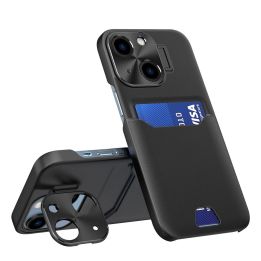 Odinis dėklas su stovu iPhone 14 kortelių dėklas su stovu juodas