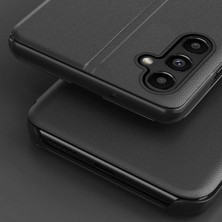 Eco Leather View dėklas Samsung Galaxy S23+ su atlenkiamu dangteliu, raudonas