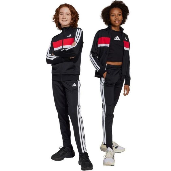 Vaikiškas sportinis kostiumas adidas Tiberio, juodas, raudonas ir baltas
