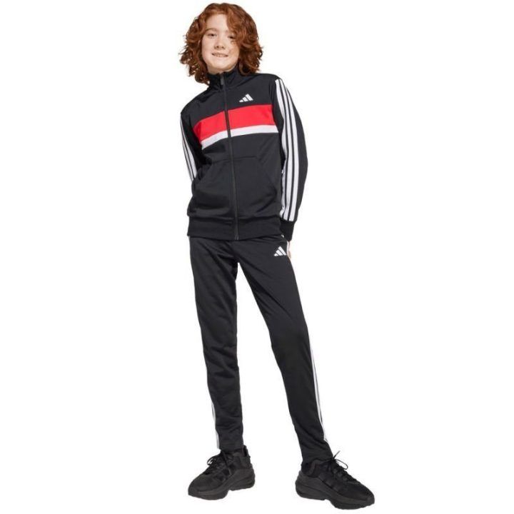 Vaikiškas sportinis kostiumas adidas Tiberio, juodas, raudonas ir baltas