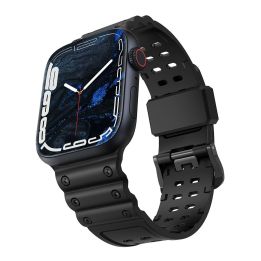 Dirželis triguba apsauga Apple Watch SE , 9, 8, 7, 6, 5, 4, 3, 2, 1 (41, 40, 38 mm) Dirželio apyrankė juoda