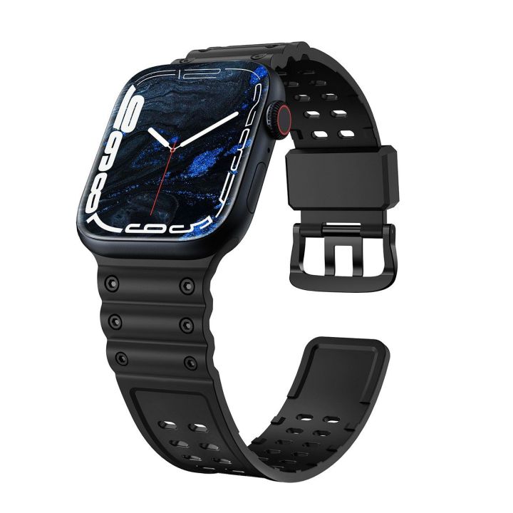 Dirželis triguba apsauga Apple Watch SE , 9, 8, 7, 6, 5, 4, 3, 2, 1 (41, 40, 38 mm) Dirželio apyrankė juoda