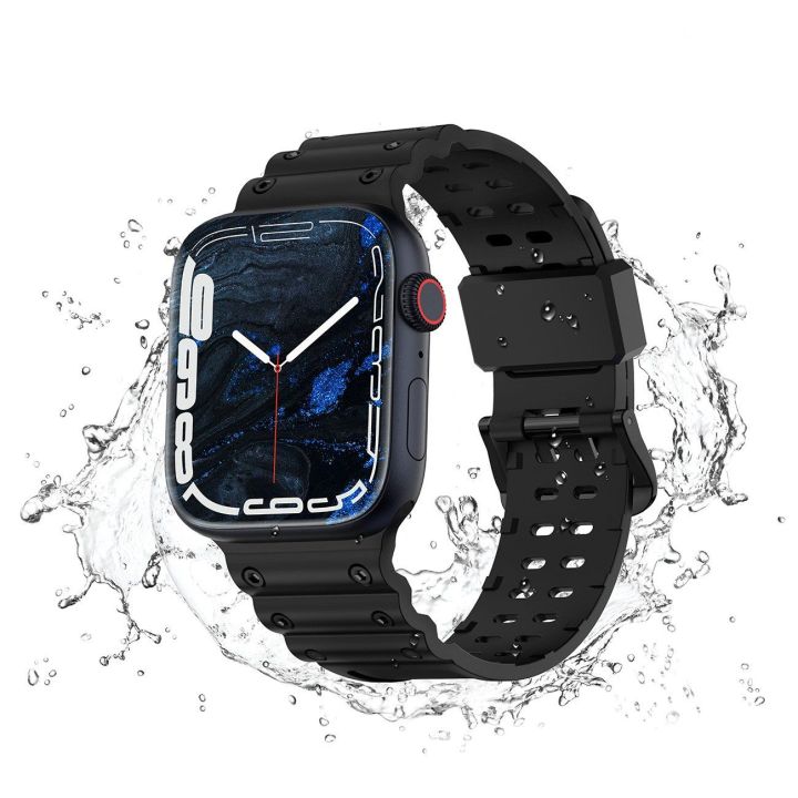 Dirželis triguba apsauga Apple Watch SE , 9, 8, 7, 6, 5, 4, 3, 2, 1 (41, 40, 38 mm) Dirželio apyrankė juoda