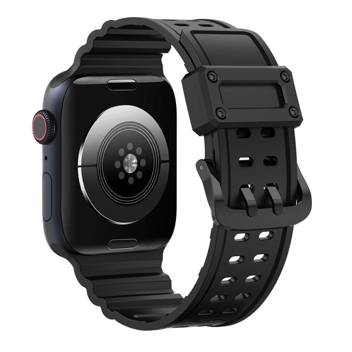 Dirželis triguba apsauga Apple Watch SE , 9, 8, 7, 6, 5, 4, 3, 2, 1 (41, 40, 38 mm) Dirželio apyrankė juoda