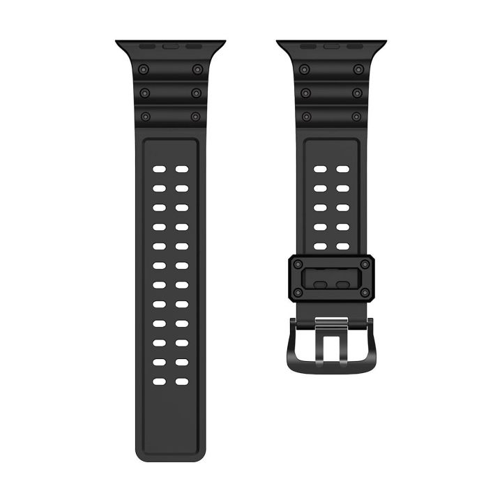 Dirželis triguba apsauga Apple Watch SE , 9, 8, 7, 6, 5, 4, 3, 2, 1 (41, 40, 38 mm) Dirželio apyrankė juoda