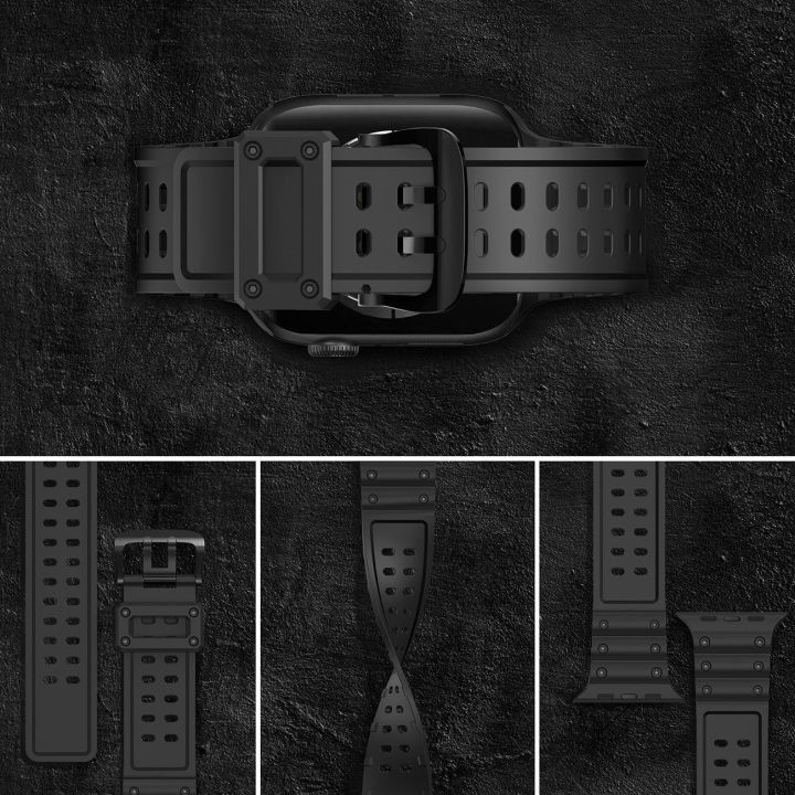 Dirželis triguba apsauga Apple Watch SE , 9, 8, 7, 6, 5, 4, 3, 2, 1 (41, 40, 38 mm) Dirželio apyrankė juoda