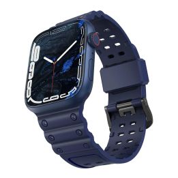 Dirželis triguba apsauga Apple Watch SE, 9, 8, 7, 6, 5, 4, 3, 2, 1 (41, 40, 38 mm) Dirželio apyrankė tamsiai mėlyna