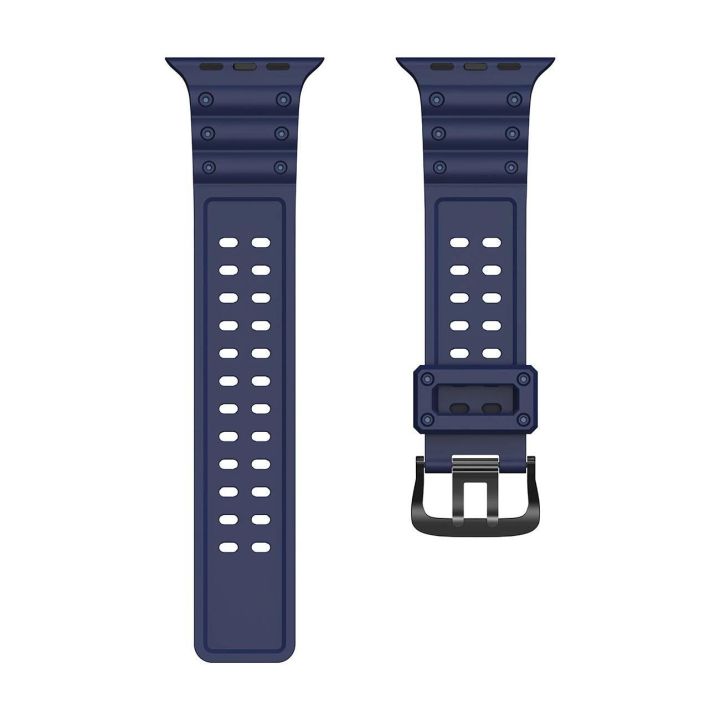 Dirželis triguba apsauga Apple Watch SE, 9, 8, 7, 6, 5, 4, 3, 2, 1 (41, 40, 38 mm) Dirželio apyrankė tamsiai mėlyna