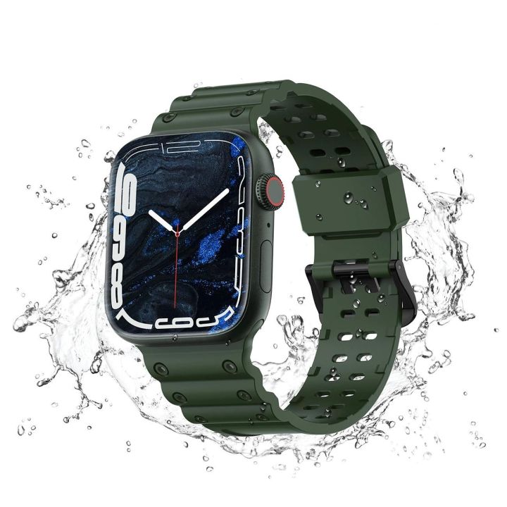 Dirželis triguba apsauga Apple Watch SE , 9, 8, 7, 6, 5, 4, 3, 2, 1 (41, 40, 38 mm) Dirželio apyrankė žalia