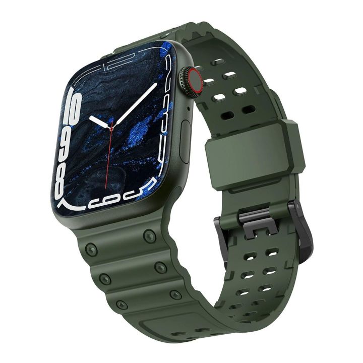 Dirželis triguba apsauga Apple Watch SE , 9, 8, 7, 6, 5, 4, 3, 2, 1 (41, 40, 38 mm) Dirželio apyrankė žalia