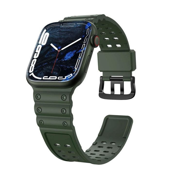 Dirželis triguba apsauga Apple Watch SE , 9, 8, 7, 6, 5, 4, 3, 2, 1 (41, 40, 38 mm) Dirželio apyrankė žalia