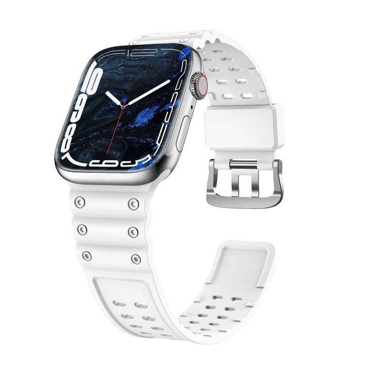 Dirželis triguba apsauga Apple Watch SE, 9, 8, 7, 6, 5, 4, 3, 2, 1 (41, 40, 38 mm) Dirželio apyrankė balta