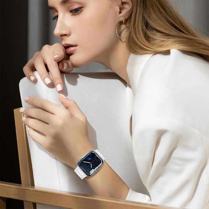 Dirželis triguba apsauga Apple Watch SE, 9, 8, 7, 6, 5, 4, 3, 2, 1 (41, 40, 38 mm) Dirželio apyrankė balta