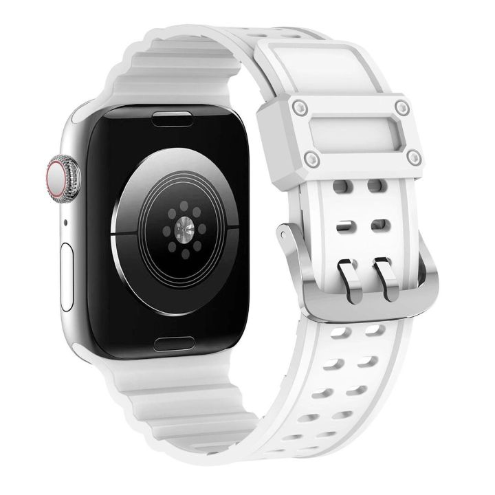 Dirželis triguba apsauga Apple Watch SE, 9, 8, 7, 6, 5, 4, 3, 2, 1 (41, 40, 38 mm) Dirželio apyrankė balta