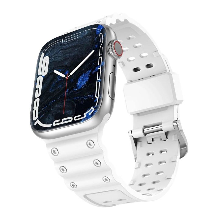 Dirželis triguba apsauga Apple Watch SE, 9, 8, 7, 6, 5, 4, 3, 2, 1 (41, 40, 38 mm) Dirželio apyrankė balta