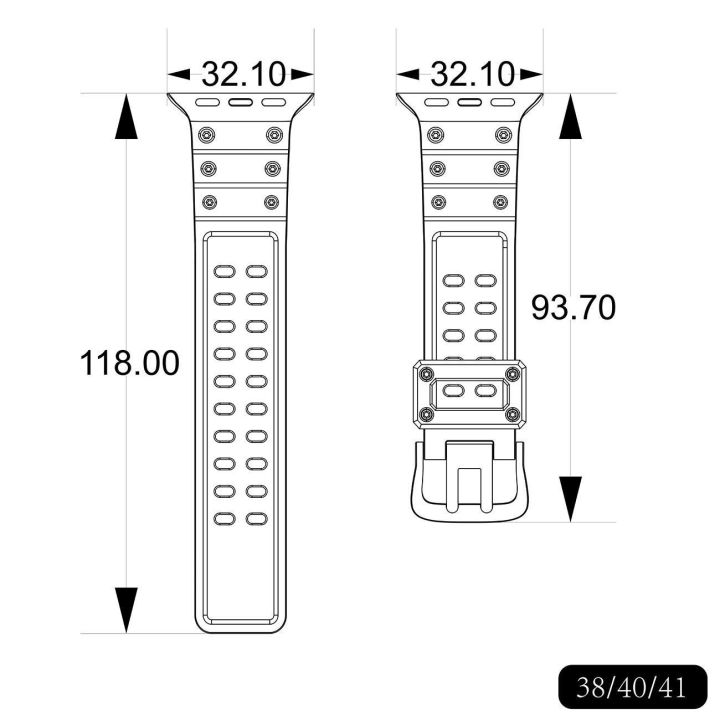 Dirželis triguba apsauga Apple Watch SE, 9, 8, 7, 6, 5, 4, 3, 2, 1 (41, 40, 38 mm) Dirželio apyrankė balta