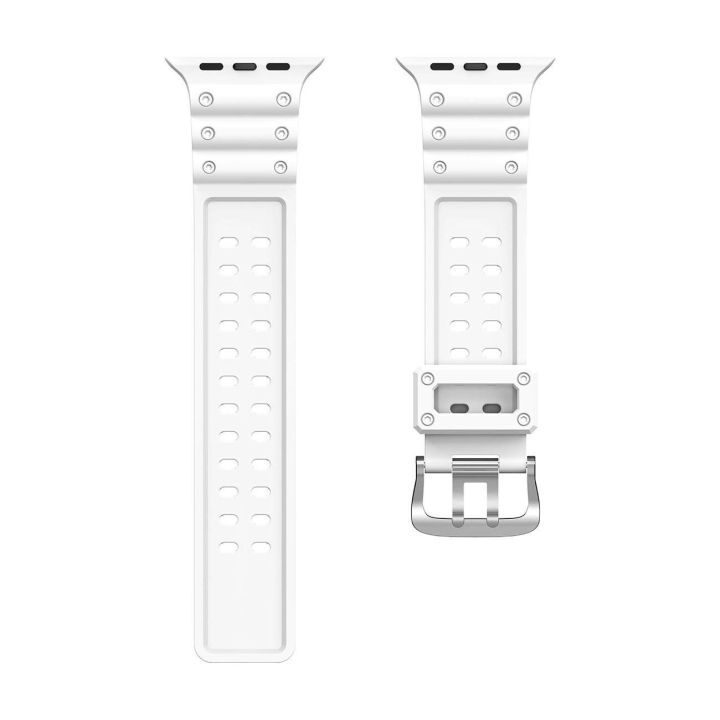 Dirželis triguba apsauga Apple Watch SE, 9, 8, 7, 6, 5, 4, 3, 2, 1 (41, 40, 38 mm) Dirželio apyrankė balta