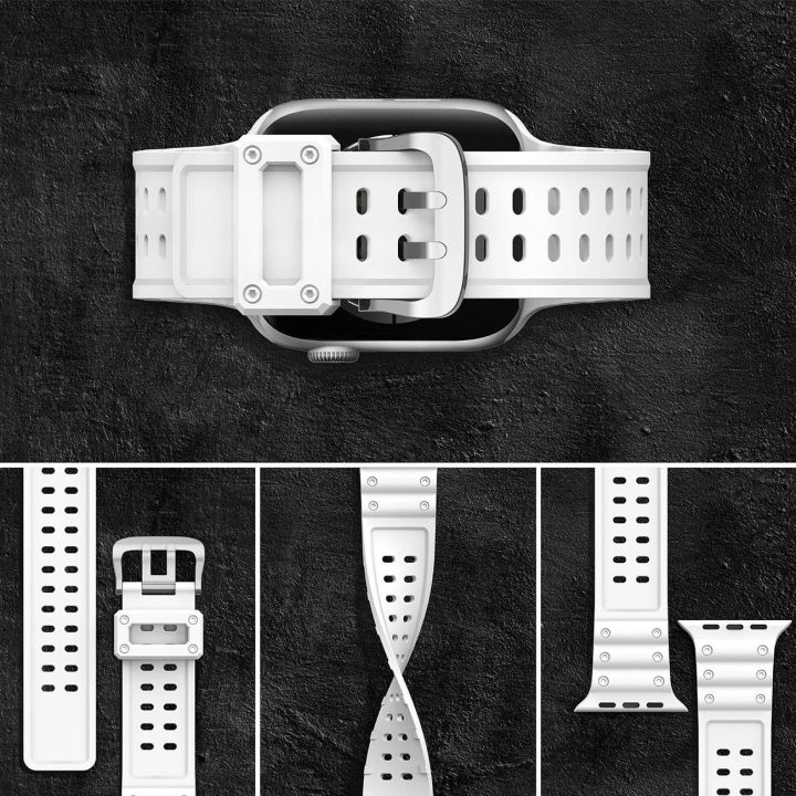 Dirželis triguba apsauga Apple Watch SE, 9, 8, 7, 6, 5, 4, 3, 2, 1 (41, 40, 38 mm) Dirželio apyrankė balta