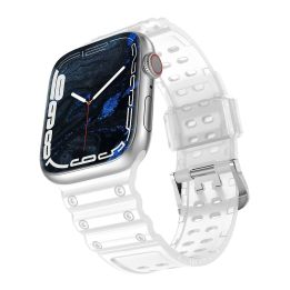Dirželis triguba apsauga Apple Watch SE, 9, 8, 7, 6, 5, 4, 3, 2, 1 (41, 40, 38 mm) apyrankės juosta skaidri