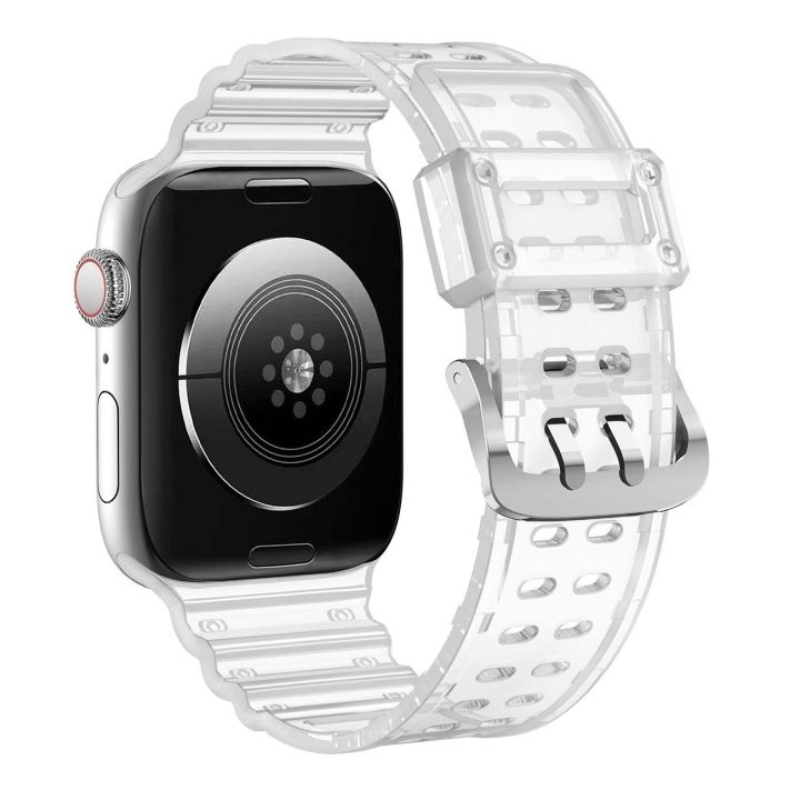 Dirželis triguba apsauga Apple Watch SE, 9, 8, 7, 6, 5, 4, 3, 2, 1 (41, 40, 38 mm) apyrankės juosta skaidri