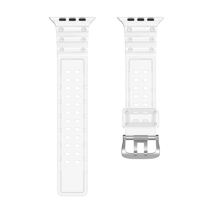 Dirželis triguba apsauga Apple Watch SE, 9, 8, 7, 6, 5, 4, 3, 2, 1 (41, 40, 38 mm) apyrankės juosta skaidri