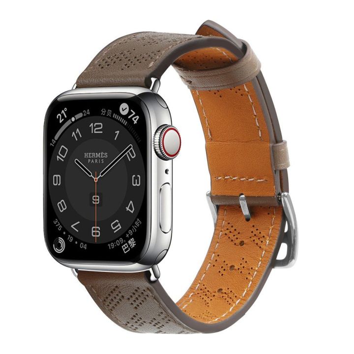 Dirželis Odinė Apple Watch SE, 9, 8, 7, 6, 5, 4, 3, 2, 1 (41, 40, 38 mm) apyrankė tamsiai ruda
