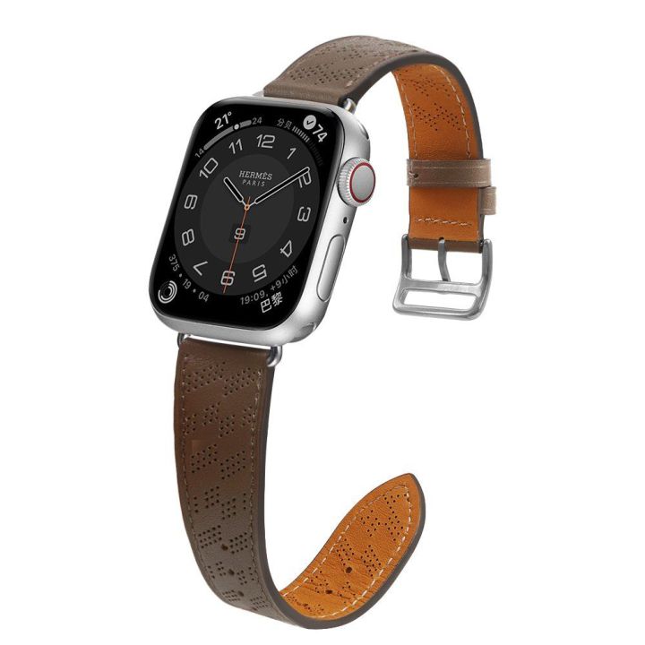 Dirželis Odinė Apple Watch SE, 9, 8, 7, 6, 5, 4, 3, 2, 1 (41, 40, 38 mm) apyrankė tamsiai ruda