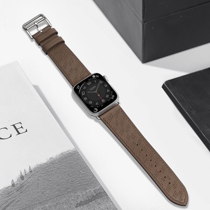 Dirželis Odinė Apple Watch SE, 9, 8, 7, 6, 5, 4, 3, 2, 1 (41, 40, 38 mm) apyrankė tamsiai ruda