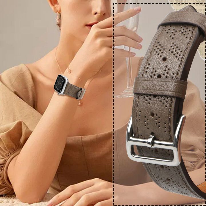 Dirželis Odinė Apple Watch SE, 9, 8, 7, 6, 5, 4, 3, 2, 1 (41, 40, 38 mm) apyrankė tamsiai ruda