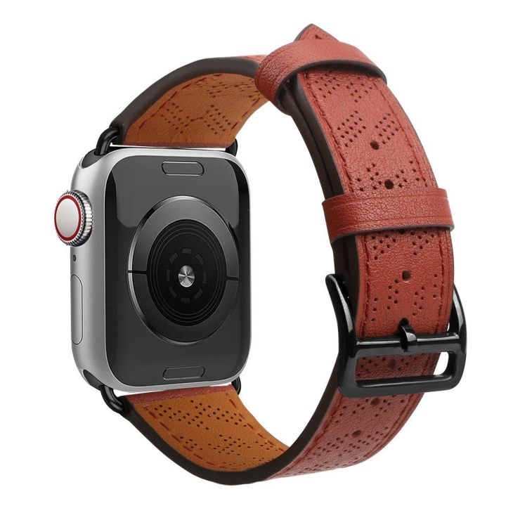 Dirželis odinis Apple Watch SE, 9, 8, 7, 6, 5, 4, 3, 2, 1 (41, 40, 38 mm) apyrankė raudona