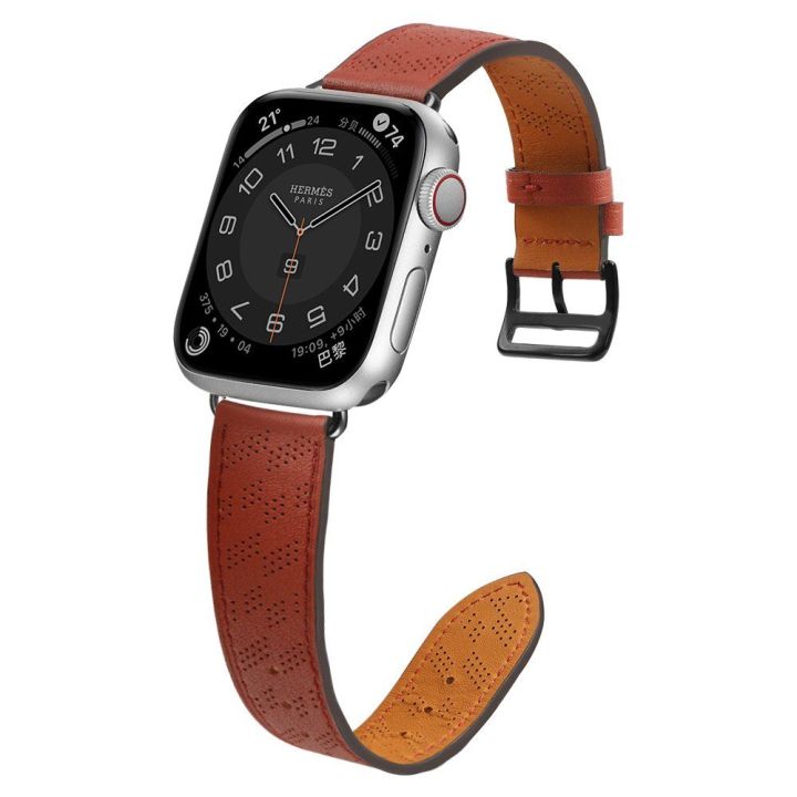 Dirželis odinis Apple Watch SE, 9, 8, 7, 6, 5, 4, 3, 2, 1 (41, 40, 38 mm) apyrankė raudona