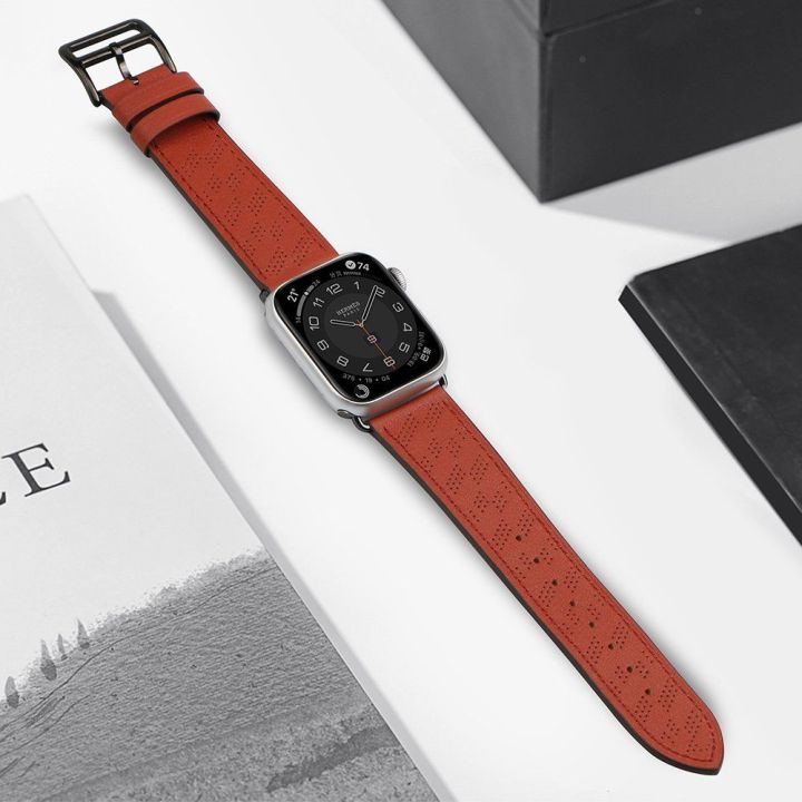 Dirželis odinis Apple Watch SE, 9, 8, 7, 6, 5, 4, 3, 2, 1 (41, 40, 38 mm) apyrankė raudona