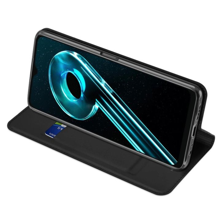 Skin Pro dėklas Realme 10 5G / Realme 9i 5G, skirtas Realme 10 5G, apverčiamam viršeliui, kortelių dėklui, piniginei, juodos spa
