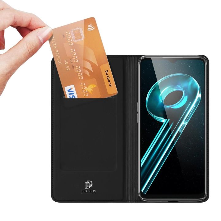 Skin Pro dėklas Realme 10 5G / Realme 9i 5G, skirtas Realme 10 5G, apverčiamam viršeliui, kortelių dėklui, piniginei, juodos spa