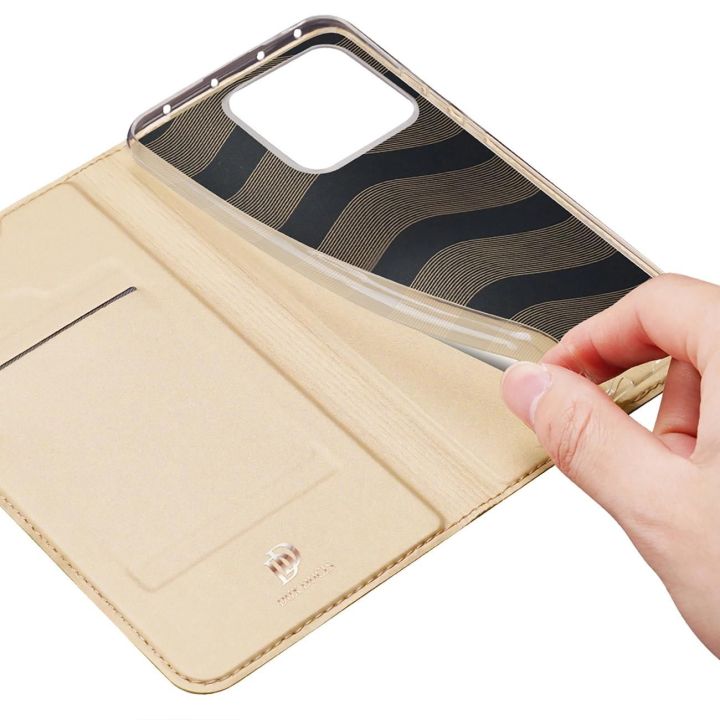Skin Pro dėklas Xiaomi 13 Pro flip cover card wallet stand gold
