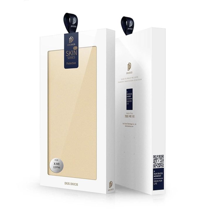 Skin Pro dėklas Xiaomi 13 Pro flip cover card wallet stand gold