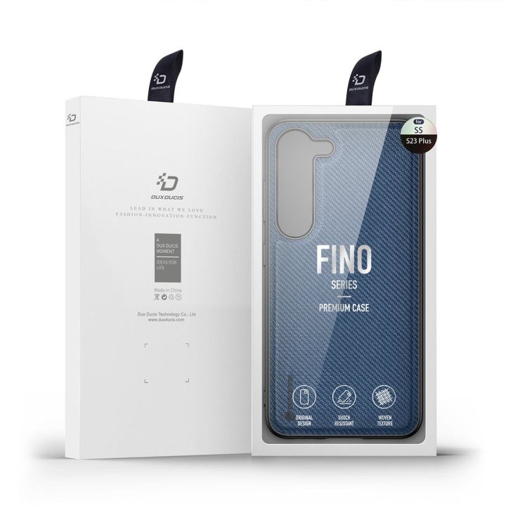 Fino dėklas Samsung Galaxy S23+ dėklas su silikoniniu rėmeliu, mėlynos spalvos