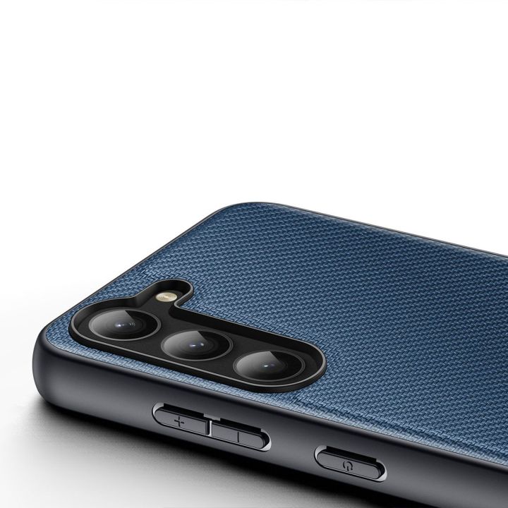 Fino dėklas Samsung Galaxy S23+ dėklas su silikoniniu rėmeliu, mėlynos spalvos