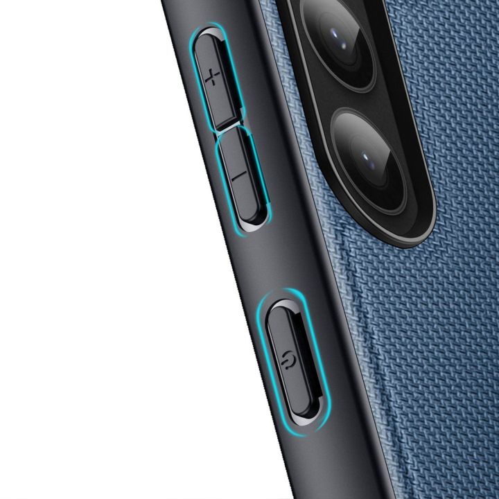 Fino dėklas Samsung Galaxy S23+ dėklas su silikoniniu rėmeliu, mėlynos spalvos