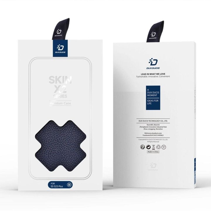 Skin X2 Samsung Galaxy S23+ dėklas su atvartu, piniginės stovas mėlynas