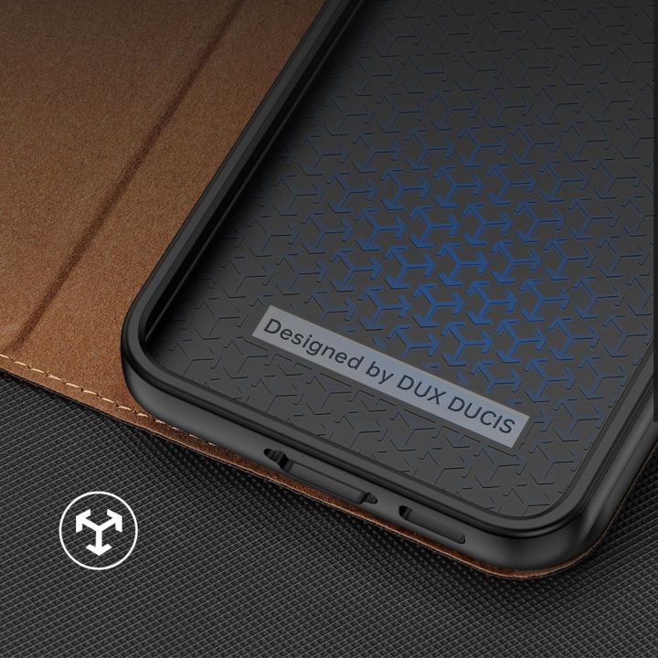 Skin X2 Samsung Galaxy S23+ dėklas su atvartu, piniginė, stovas, rudos spalvos