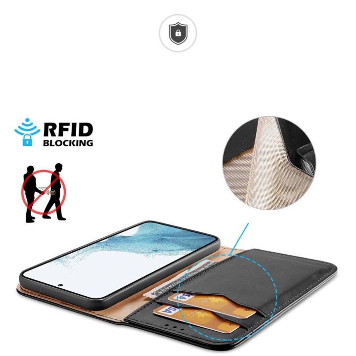 dėklas Samsung Galaxy S23+ flip cover wallet stand RFID lock black