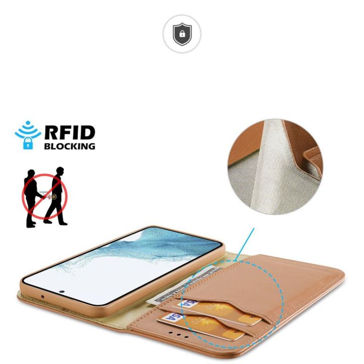 dėklas Samsung Galaxy S23+ flip cover wallet stand RFID lock brown