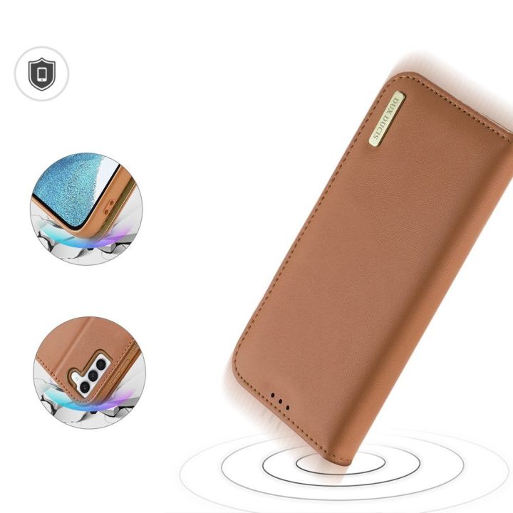 dėklas Samsung Galaxy S23+ flip cover wallet stand RFID lock brown